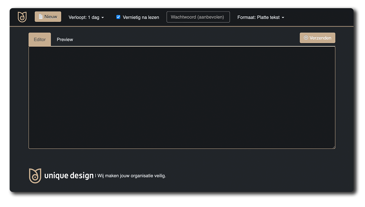 UniqueBin, de eigen Pastebin-tool van Unique Design om wachtwoorden en gevoelige info veilig te delen