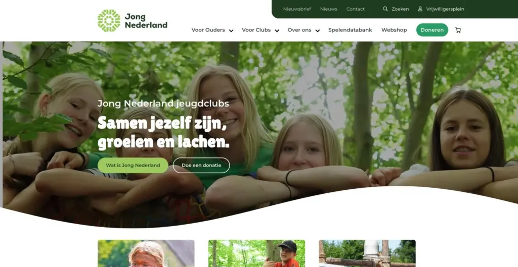 Homepage van jongnederland.nl in de nieuwe huisstijl
