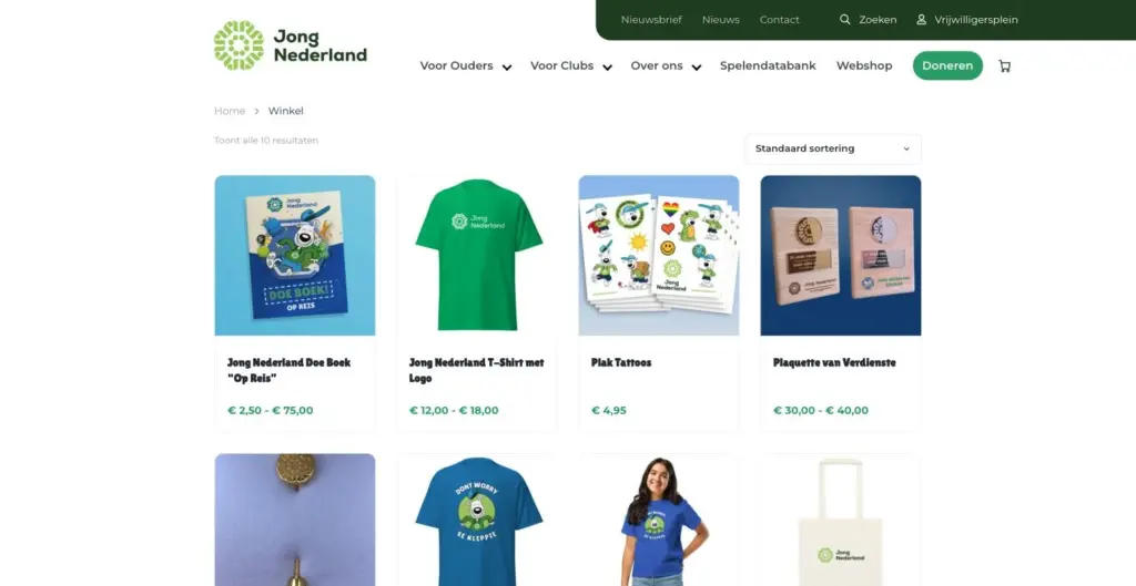 Webshop van Jong Nederland op jongnederland.nl