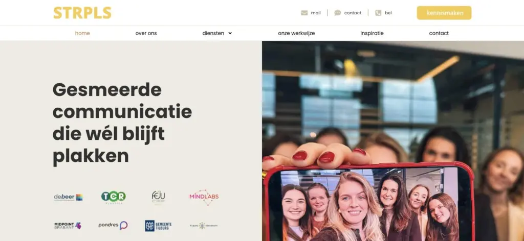 Homepage van de website van communicatiebureau Strooploos