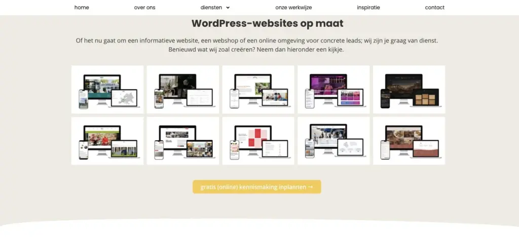 Overzicht van WordPress-websites op de pagina Web & hosting van Strooploos